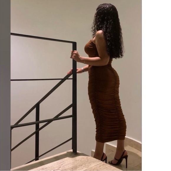 Brown Rouched Dress - Picture 2 of 5